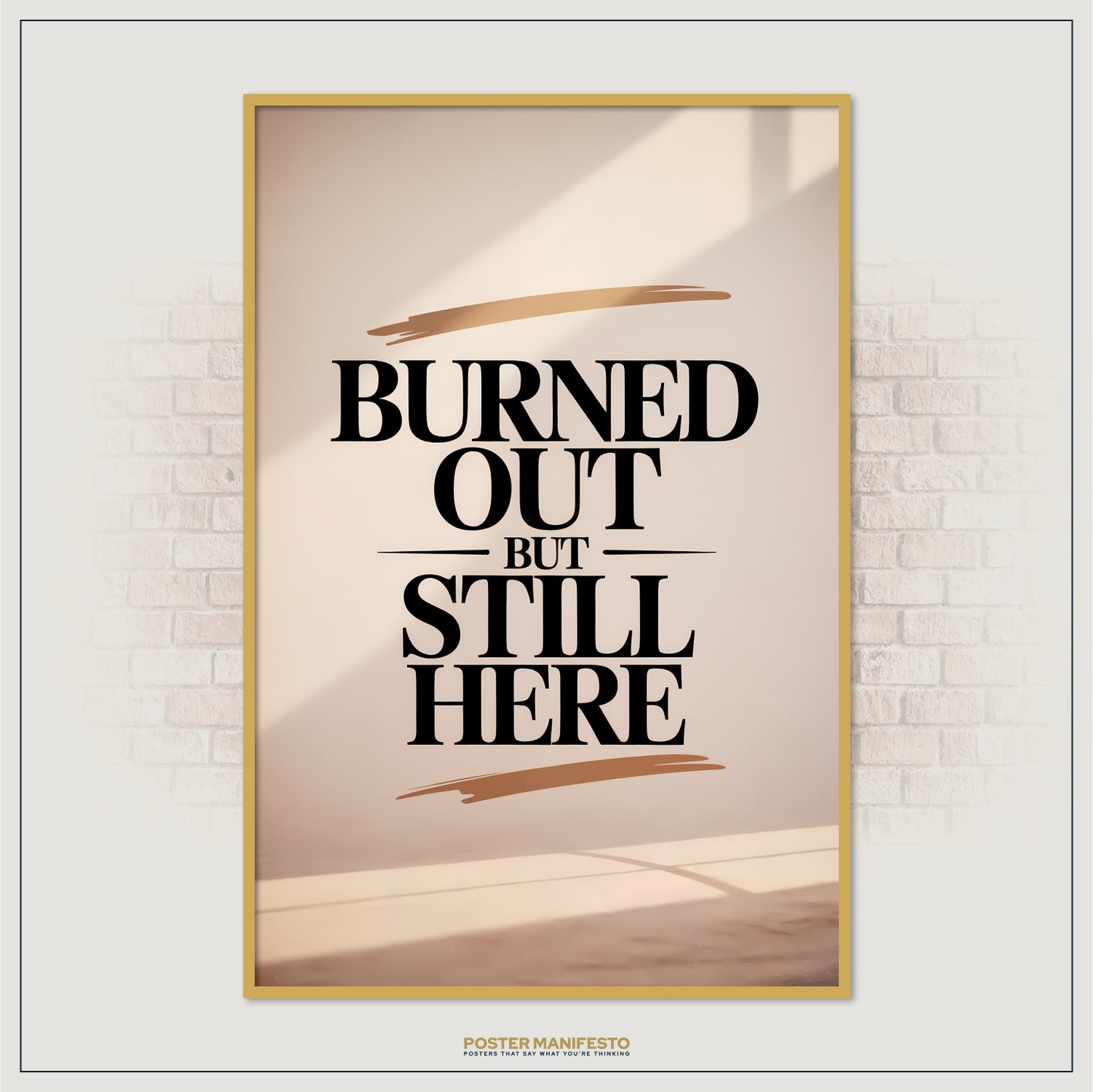 Motivational poster with calming neutral tones and understated gold details