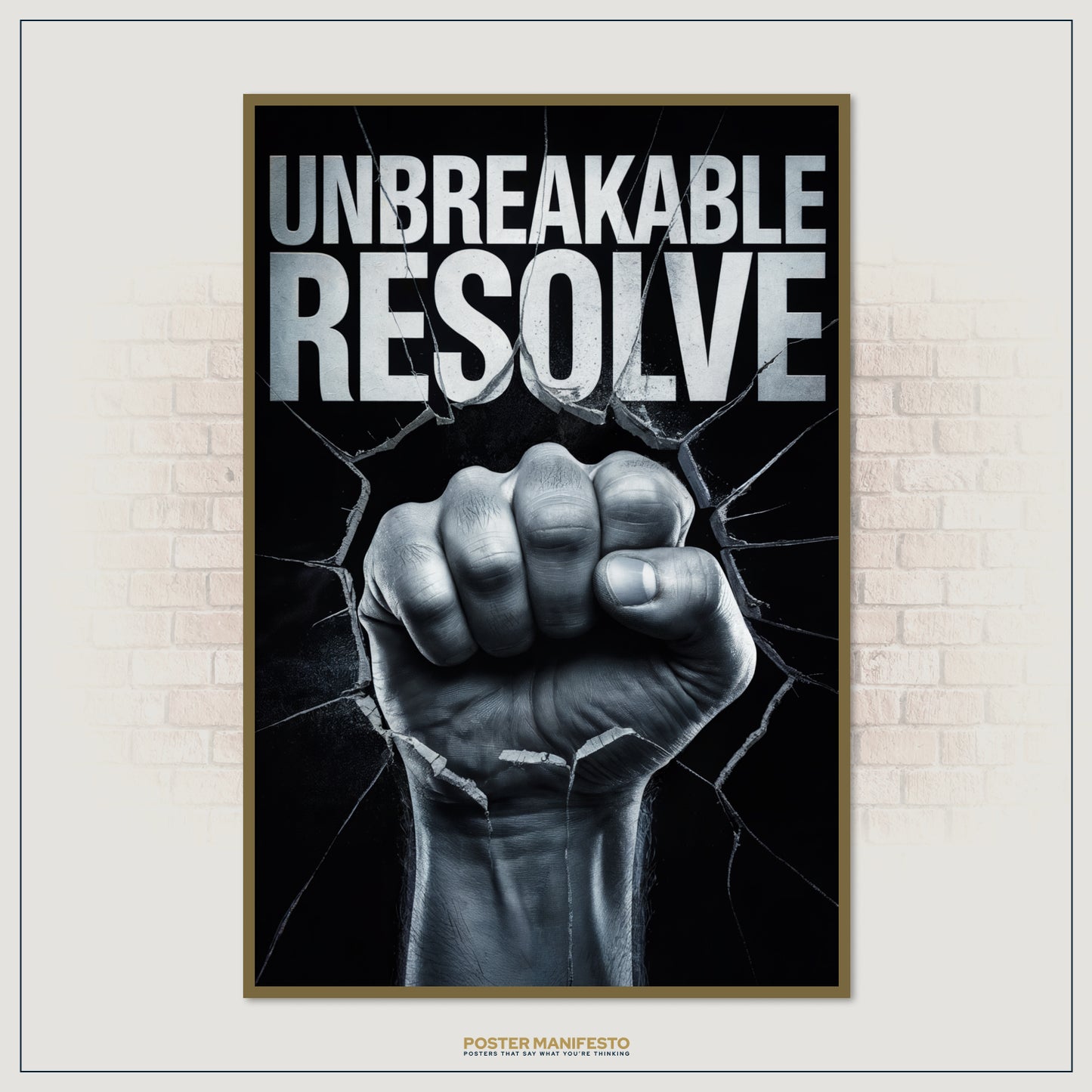 Office or gym decor showing determination with powerful fist design.