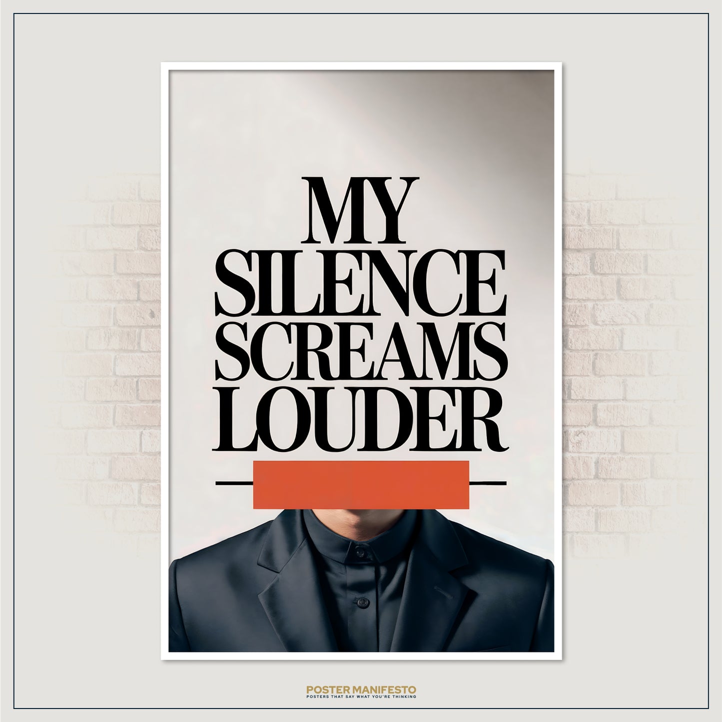 Emotional statement poster with black-and-white portrait and striking typography