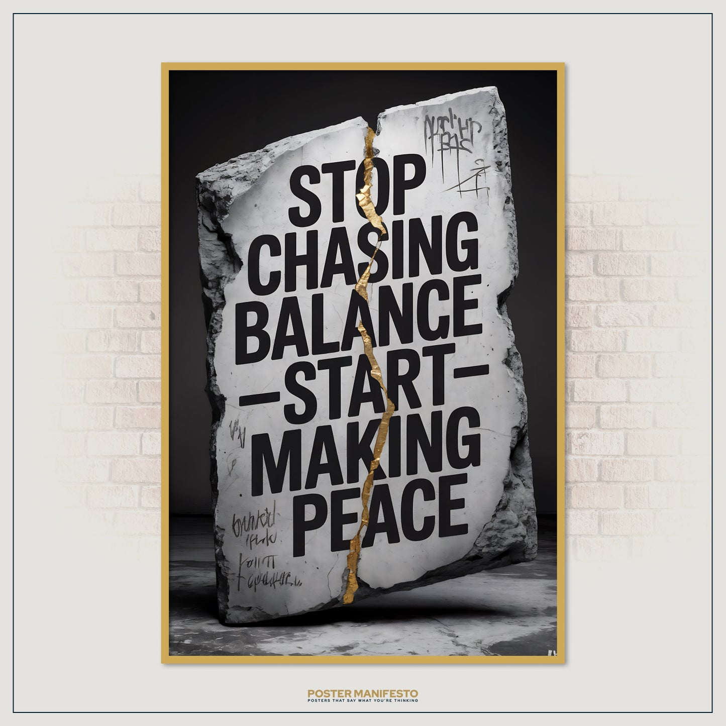Industrial concrete design with motivational peace message