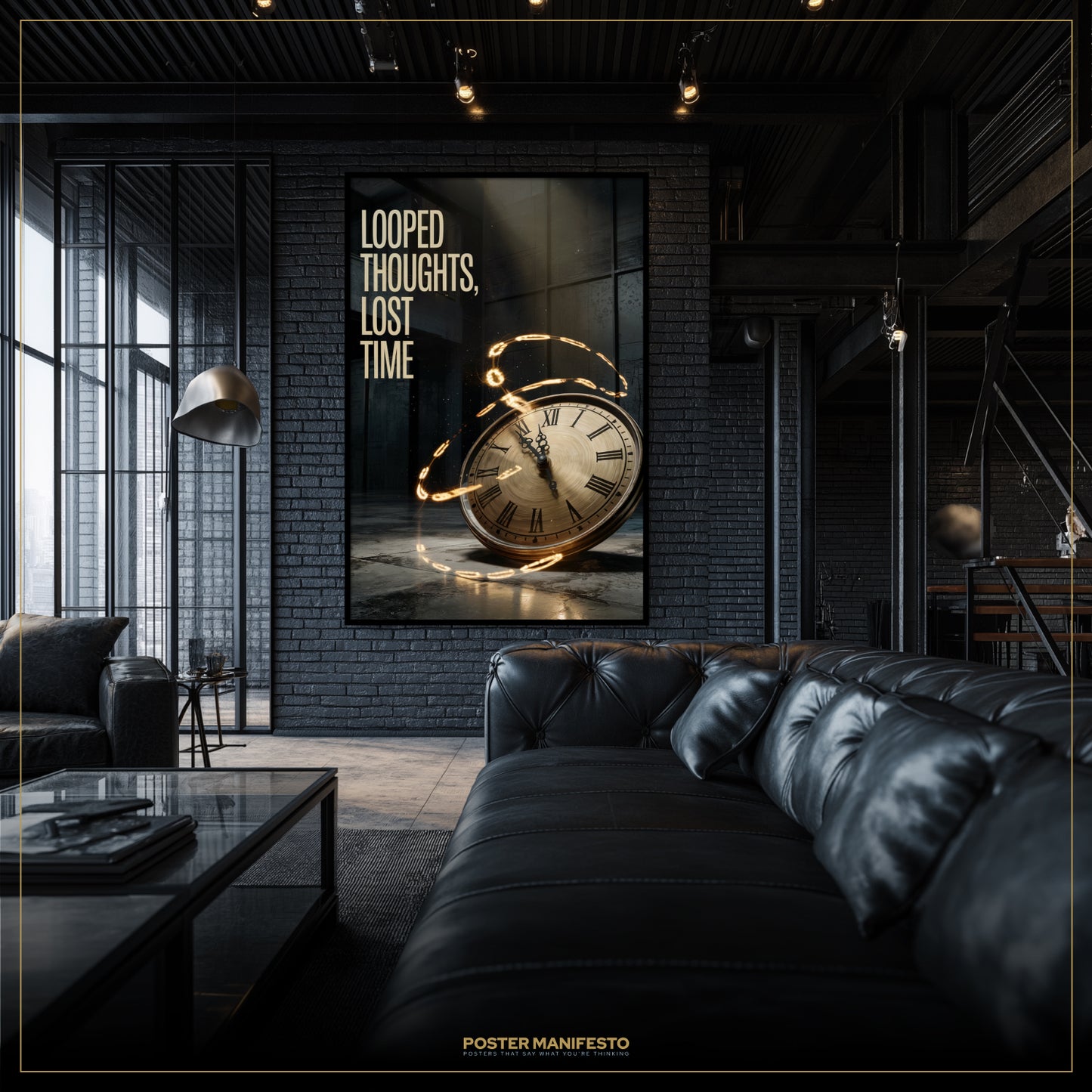 Looped Thoughts Lost Time – Motivational Clock Poster