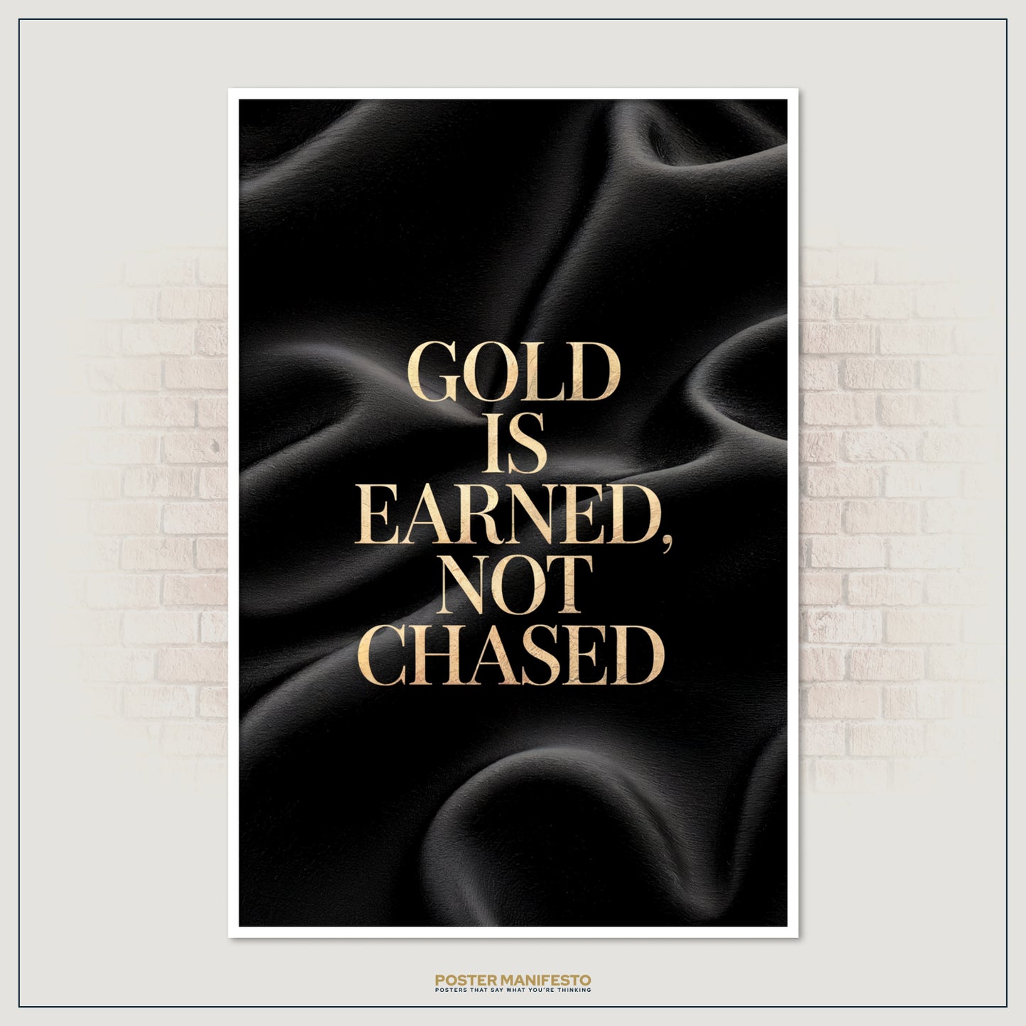 Premium motivational wall decor in black and gold tones with empowering quote, ideal for offices, creative workspaces, or modern homes focused on ambition and achievement.