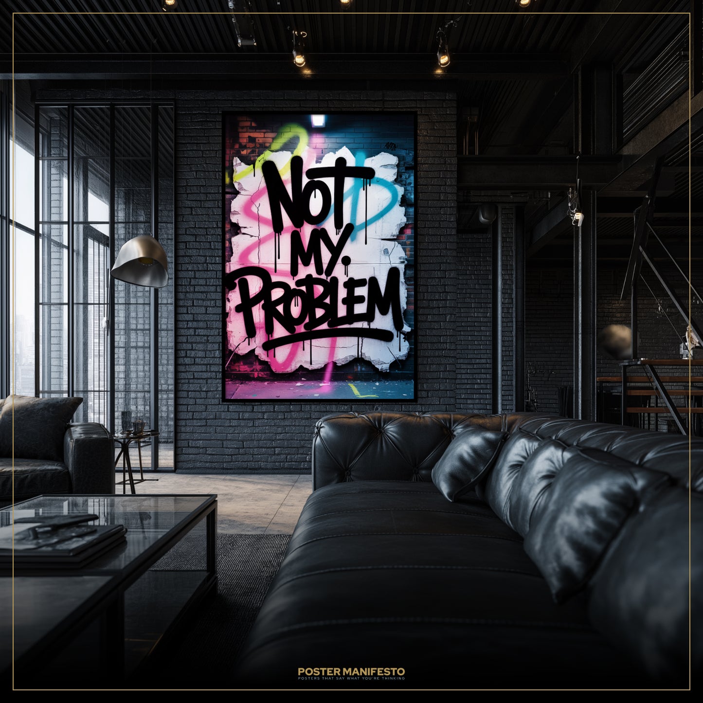 Not My Problem Graffiti Poster – Bold Urban Wall Art, Street Style Typography Print
