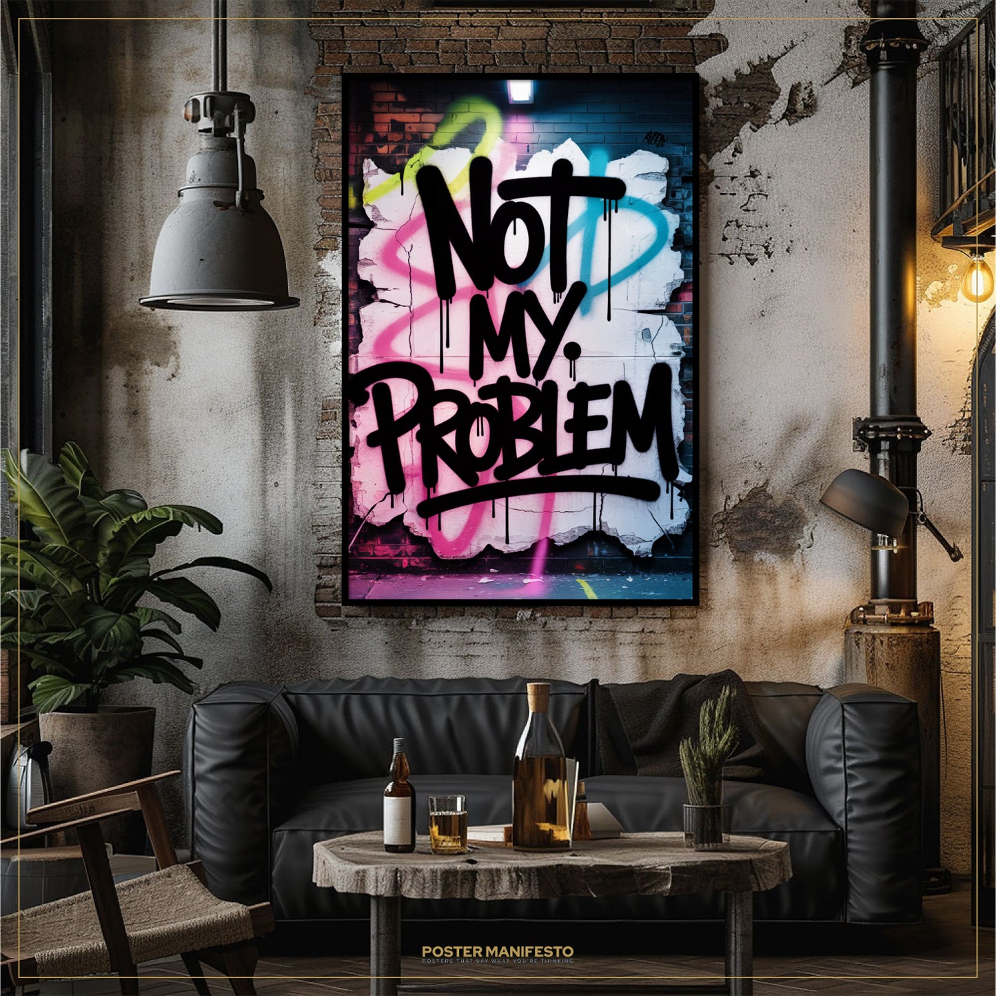 Not My Problem Graffiti Poster – Bold Urban Wall Art, Street Style Typography Print