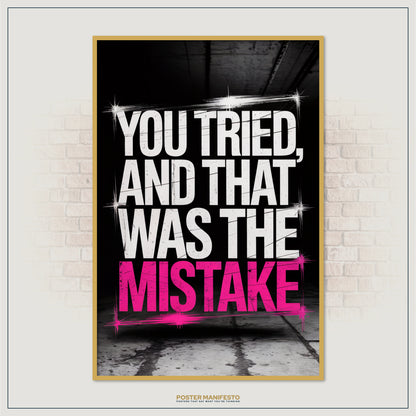 Modern office decor print with edgy, humorous quote in white and pink letters