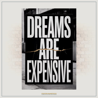 Minimalist black-and-white motivational wall art with gold fracture detail