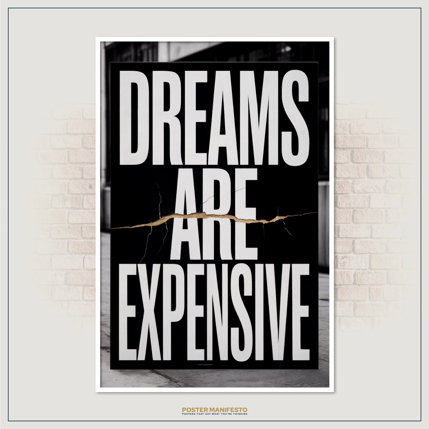 Stylish typography poster with bold letters and symbolic crack design