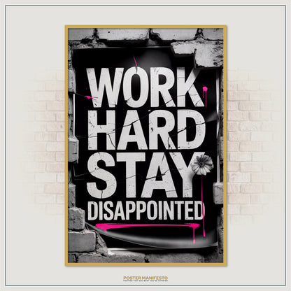 Sarcastic wall art featuring distressed white letters and urban grunge textures