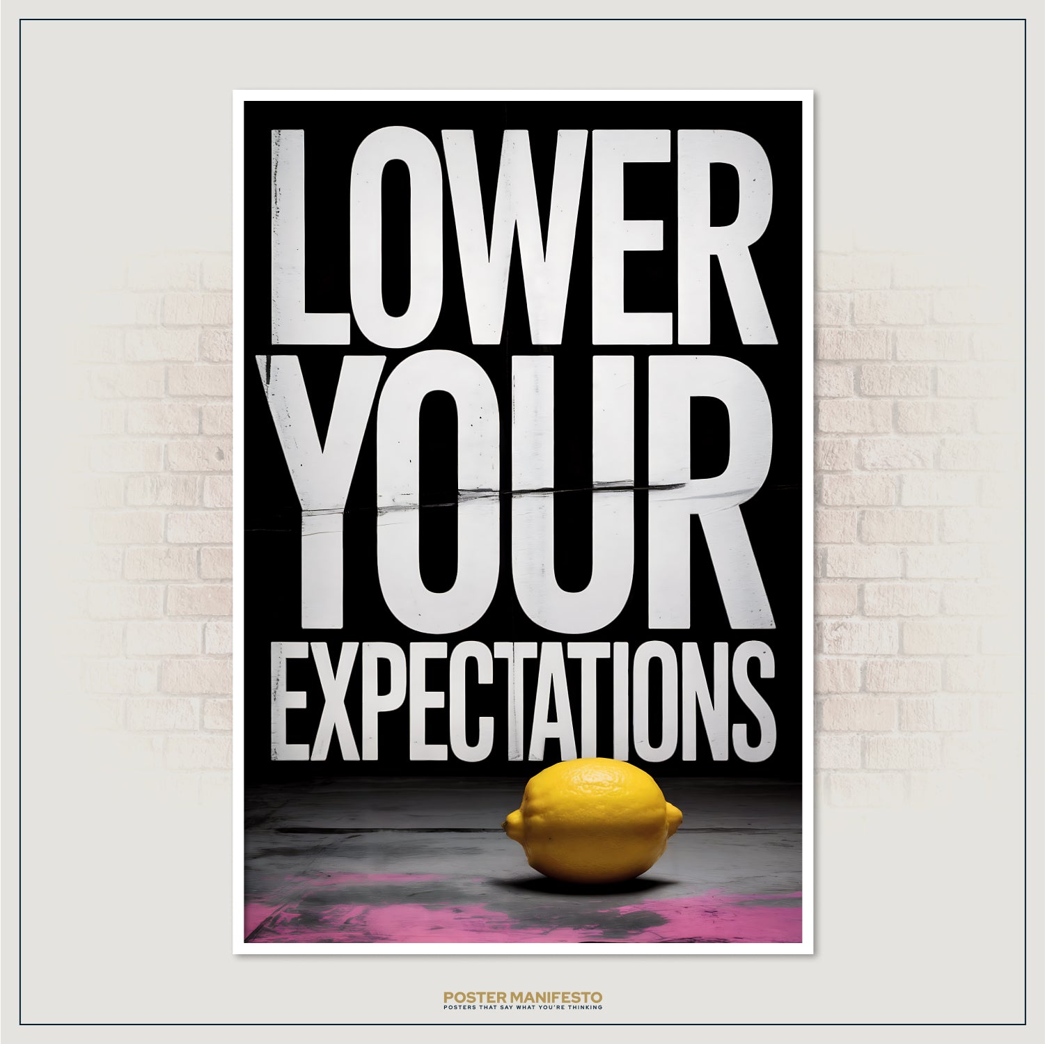 Funny modern office decor print with lemon symbolizing humor and realism