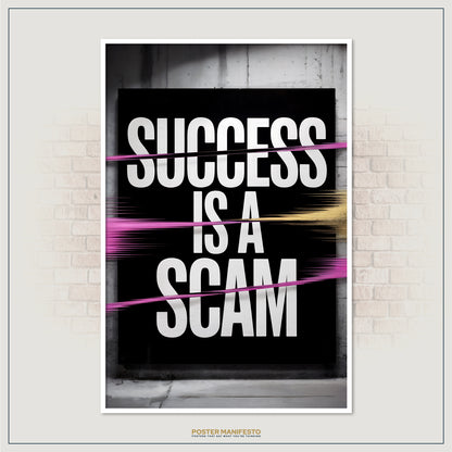 Edgy office decor print combining sarcastic typography with vibrant pink and gold accents