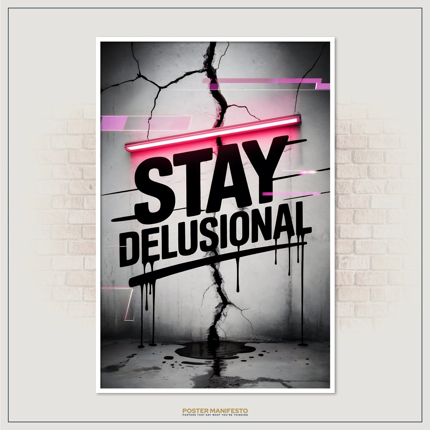 Edgy office decor print with graffiti typography and rebellious street art style