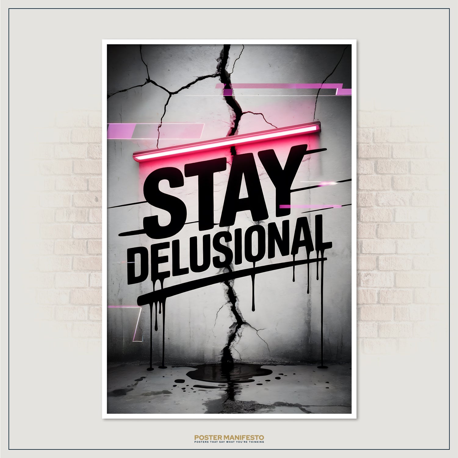Edgy office decor print with graffiti typography and rebellious street art style