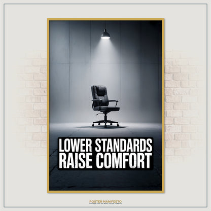 Sarcastic wall art featuring bold typography and dramatic single-chair composition
