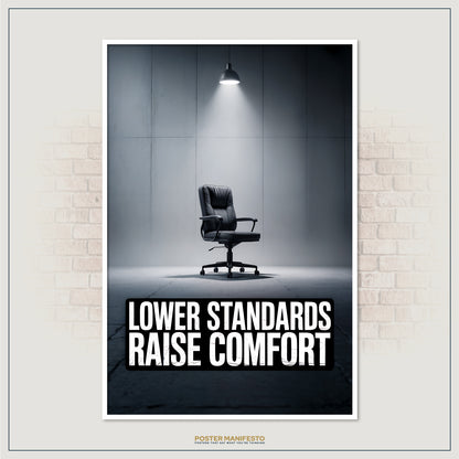Modern minimalist poster with humorous anti-motivation quote in black and white