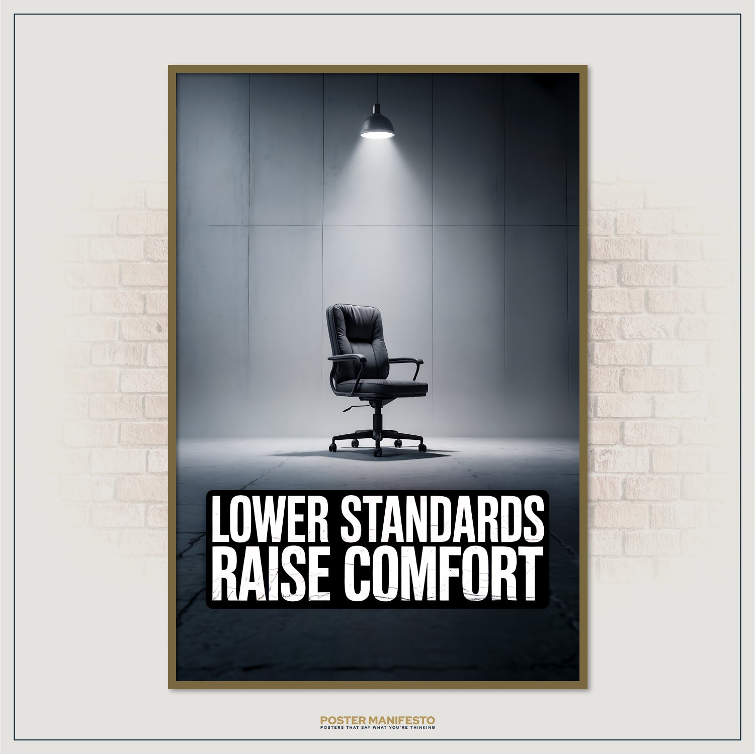 Office decor print with sleek chair design and witty message