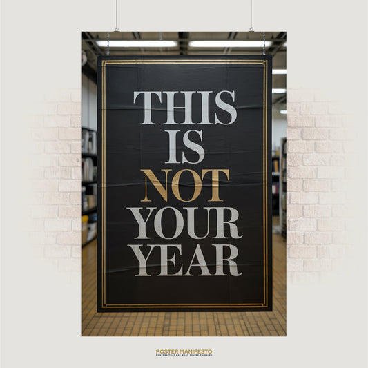 Elegant typography poster reading “This Is Not Your Year” with gold accent on the word “NOT”