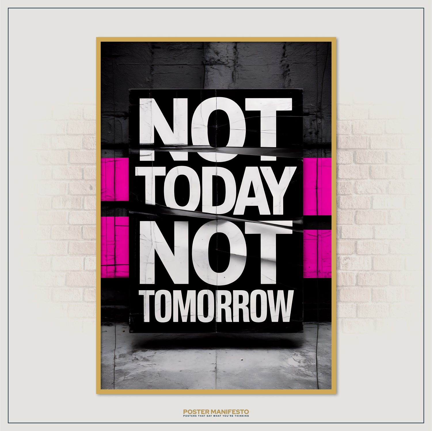 Anti-motivation poster with bold message and cracked wall texture