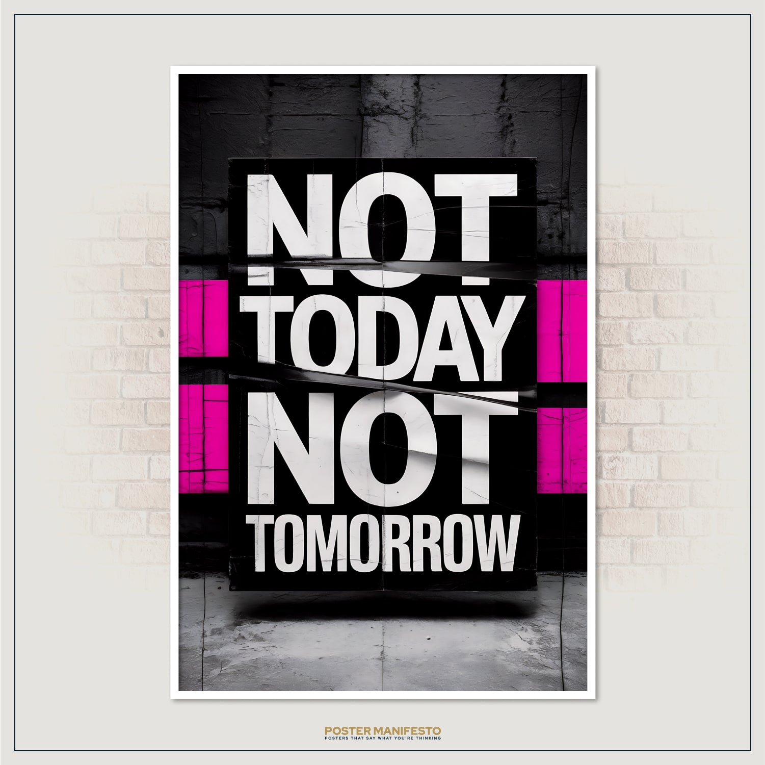 Modern office decor print with hot pink highlights and edgy urban style