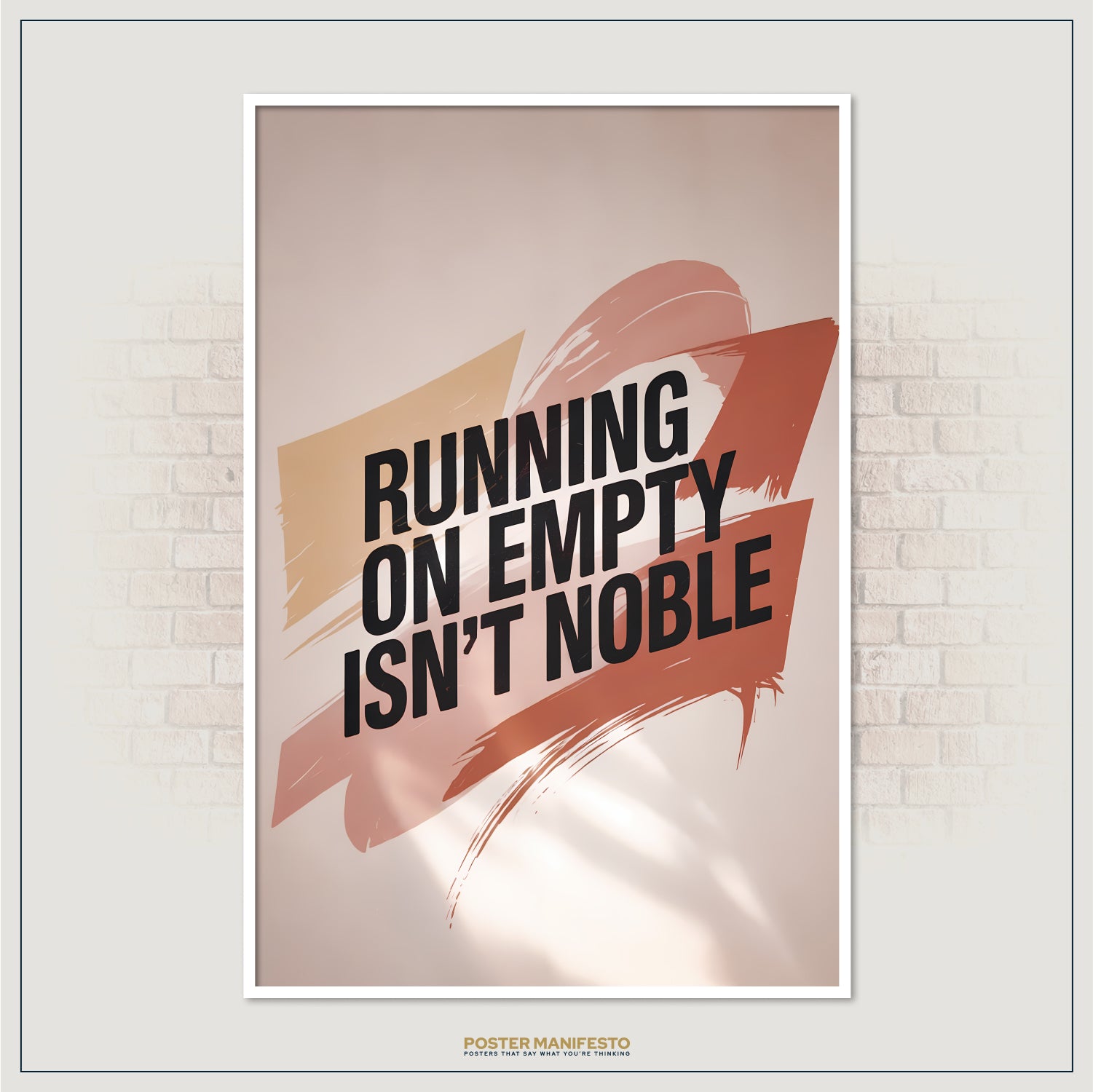 Modern office decor print blending calming tones with bold statement text