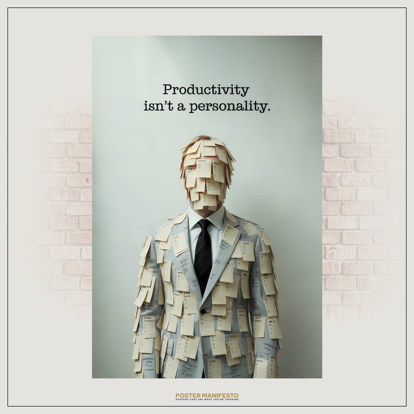 Sarcastic wall art featuring absurd office humor and anti-motivation message