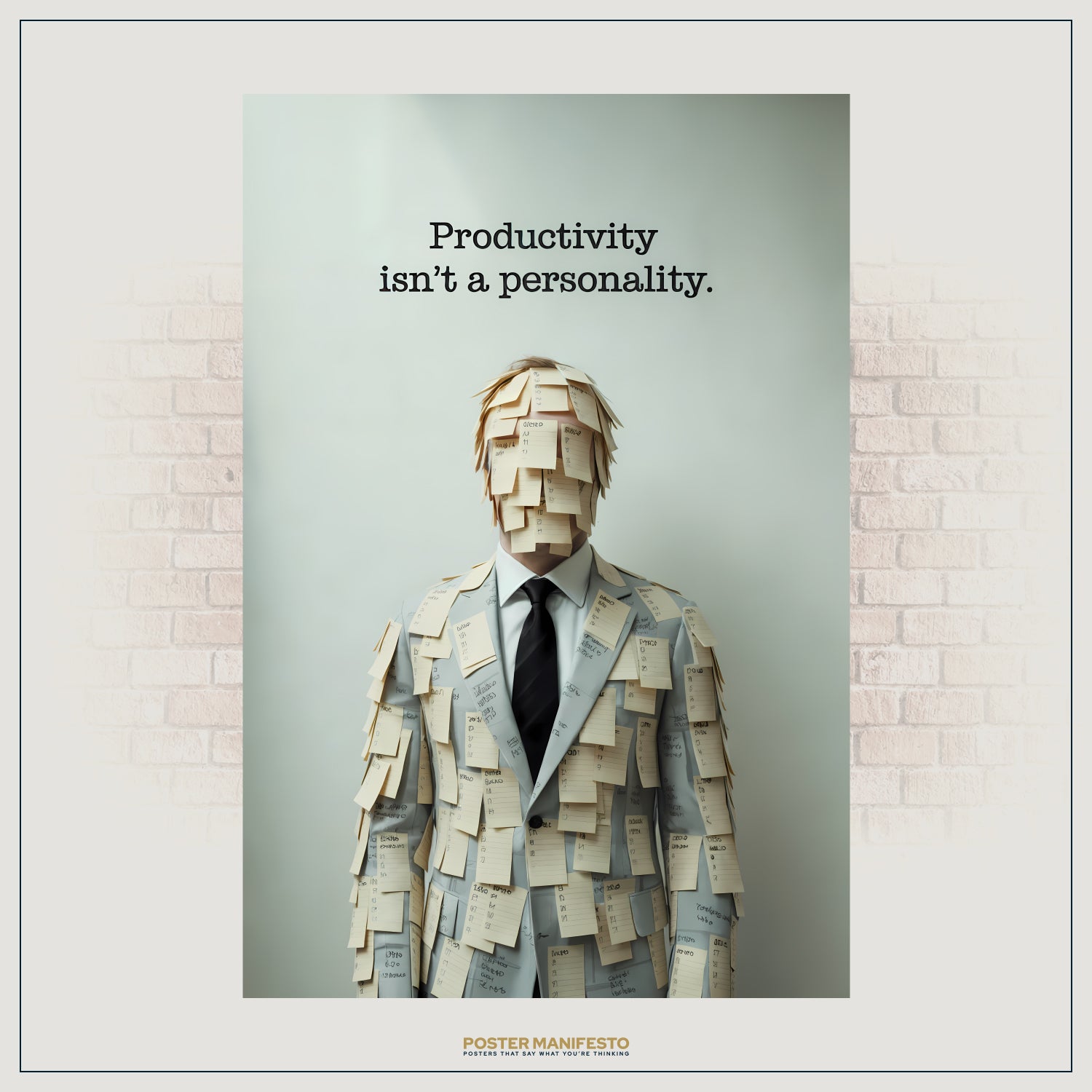 Sarcastic wall art featuring absurd office humor and anti-motivation message