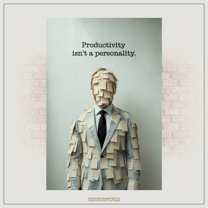 Sarcastic wall art featuring absurd office humor and anti-motivation message