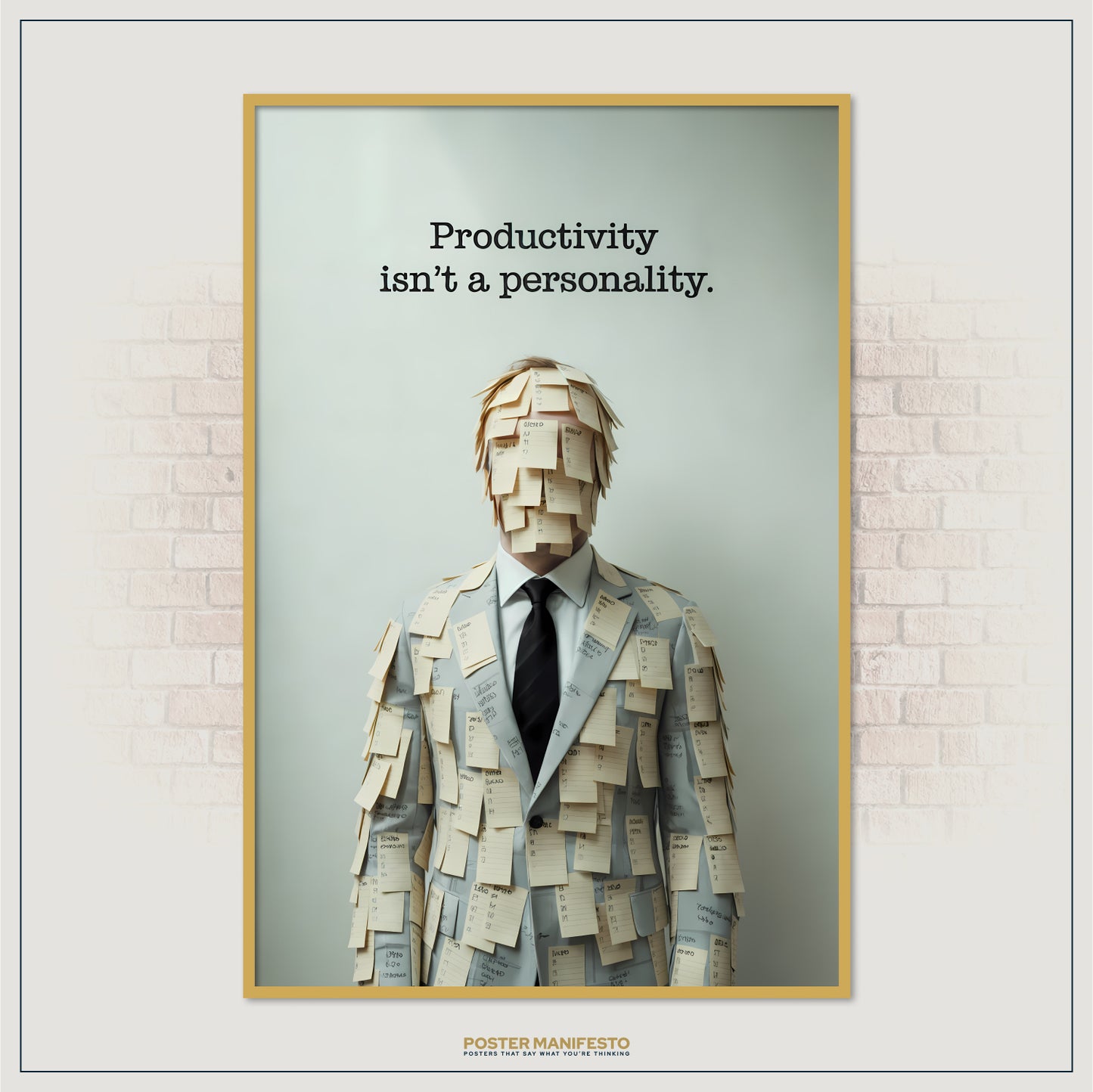 Anti-hustle culture poster with surreal business attire concept