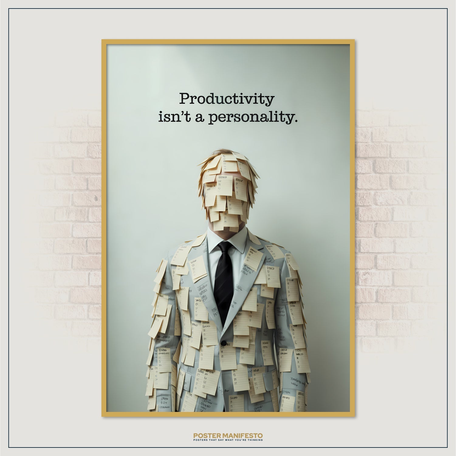 Anti-hustle culture poster with surreal business attire concept