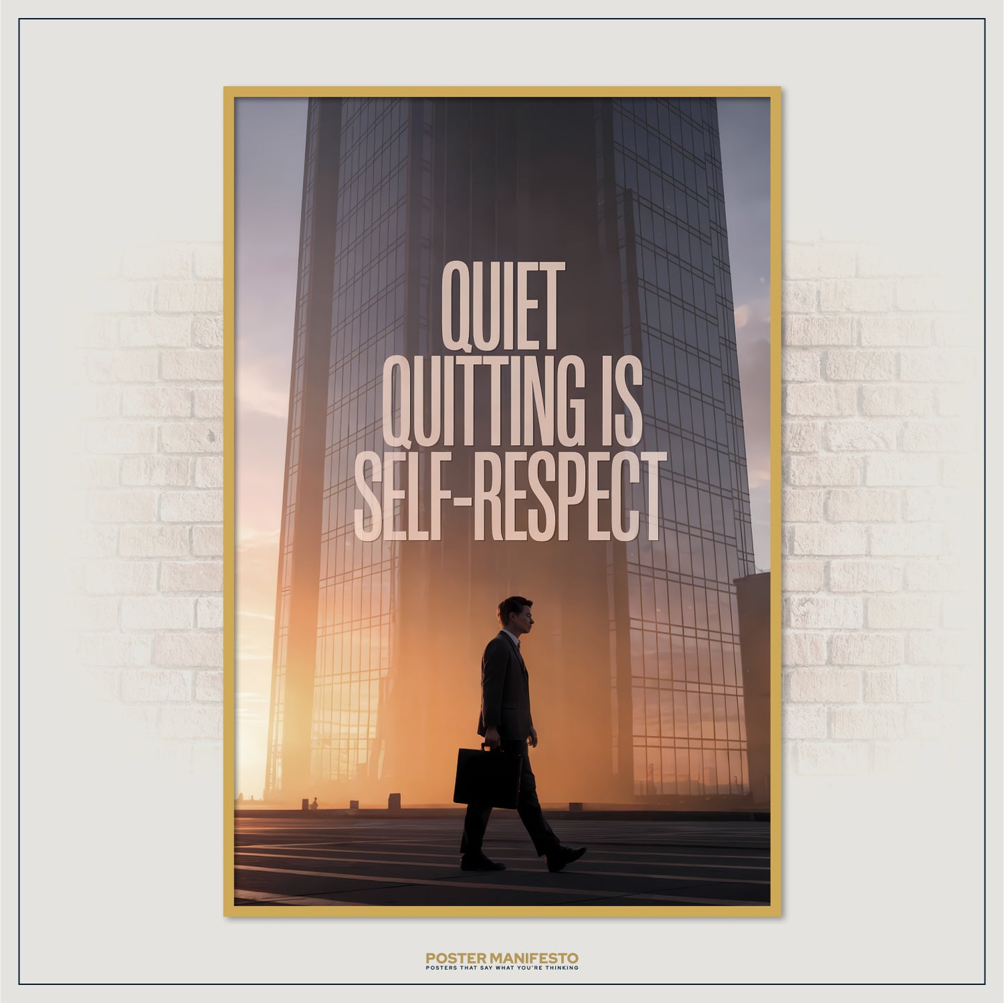 Work-life balance poster with cinematic golden hour lighting