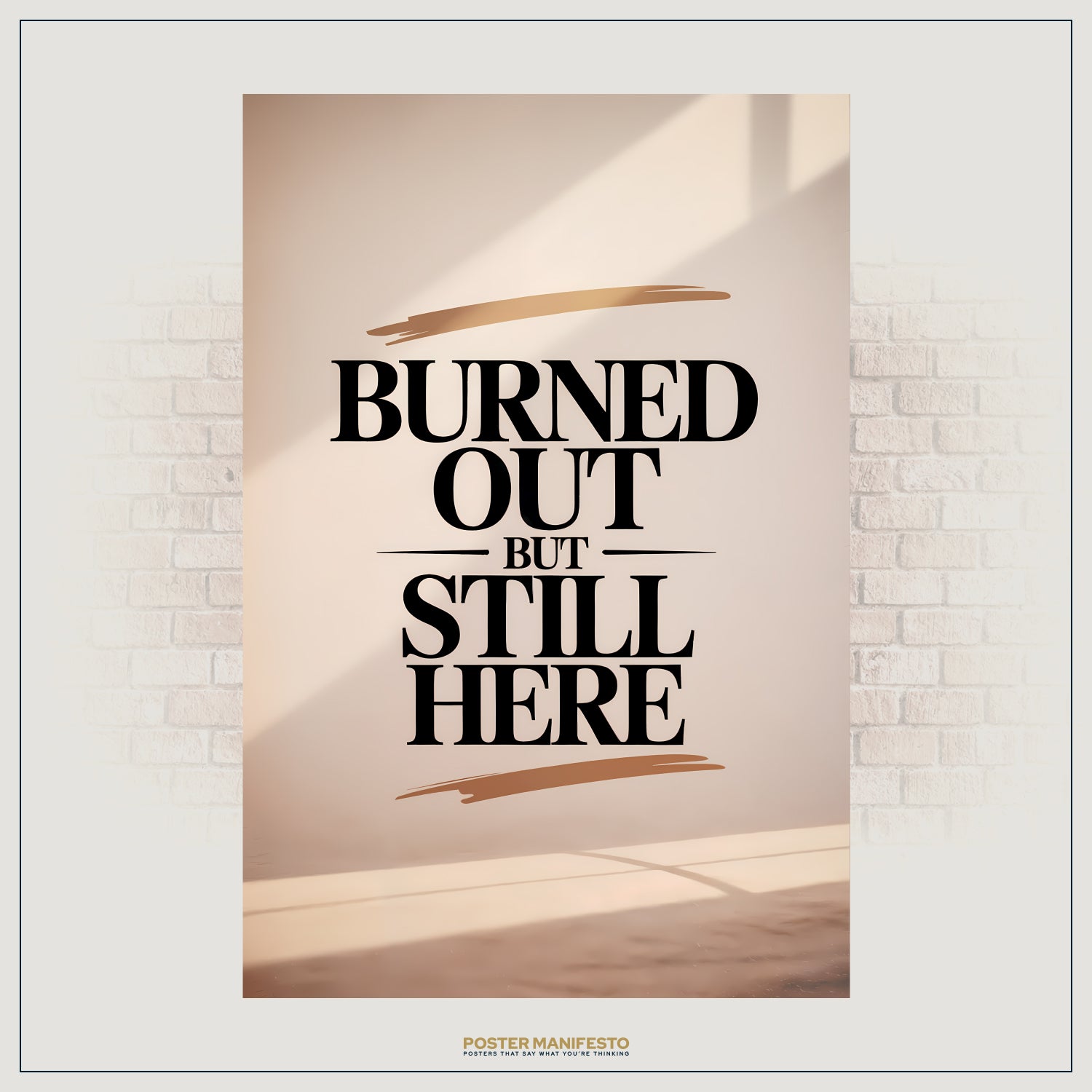 Elegant wall art featuring refined serif typography over a warm background