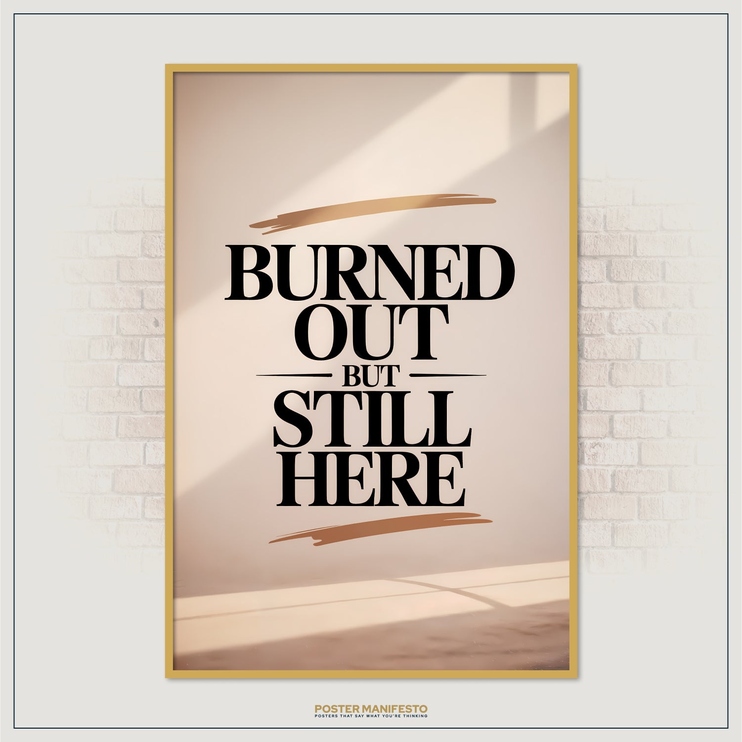 Motivational poster with calming neutral tones and understated gold details