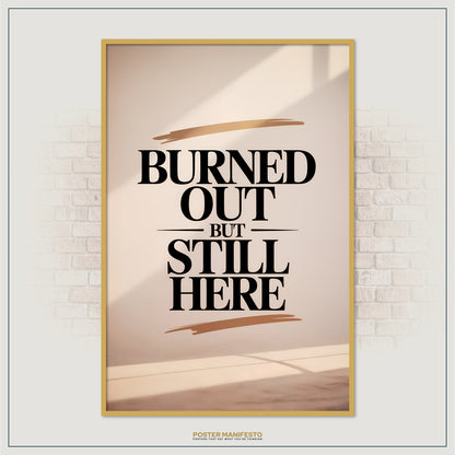 Motivational poster with calming neutral tones and understated gold details