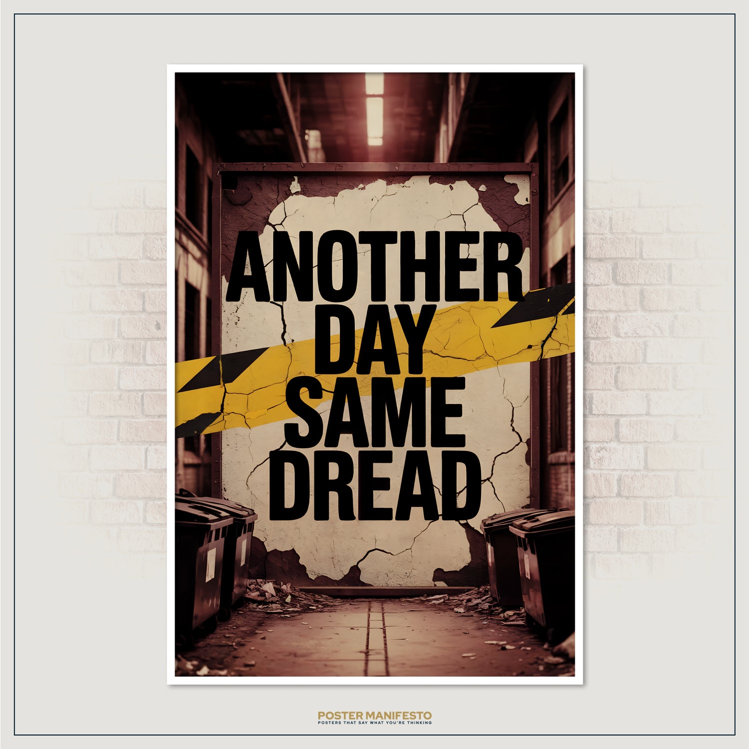 Modern street-style decor print blending hazard yellow accent with raw city textures
