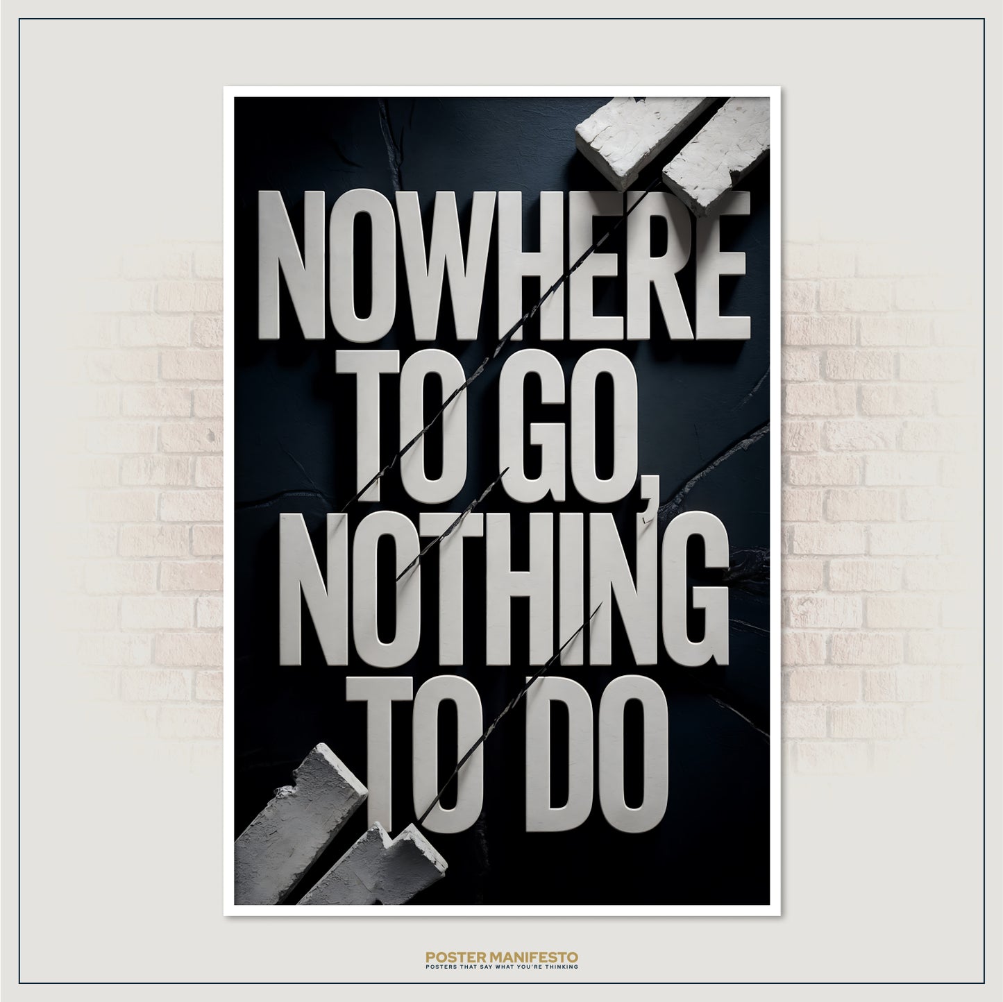 Industrial-style office decor print with bold sarcastic message