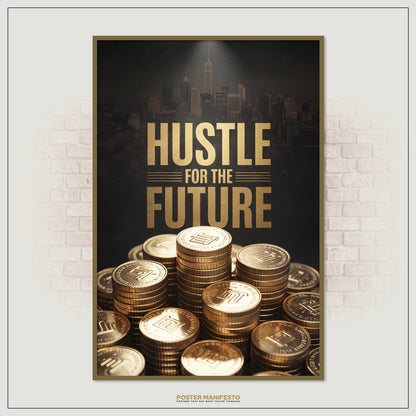 Entrepreneur wall decor with motivational gold text and wealth-inspired design.