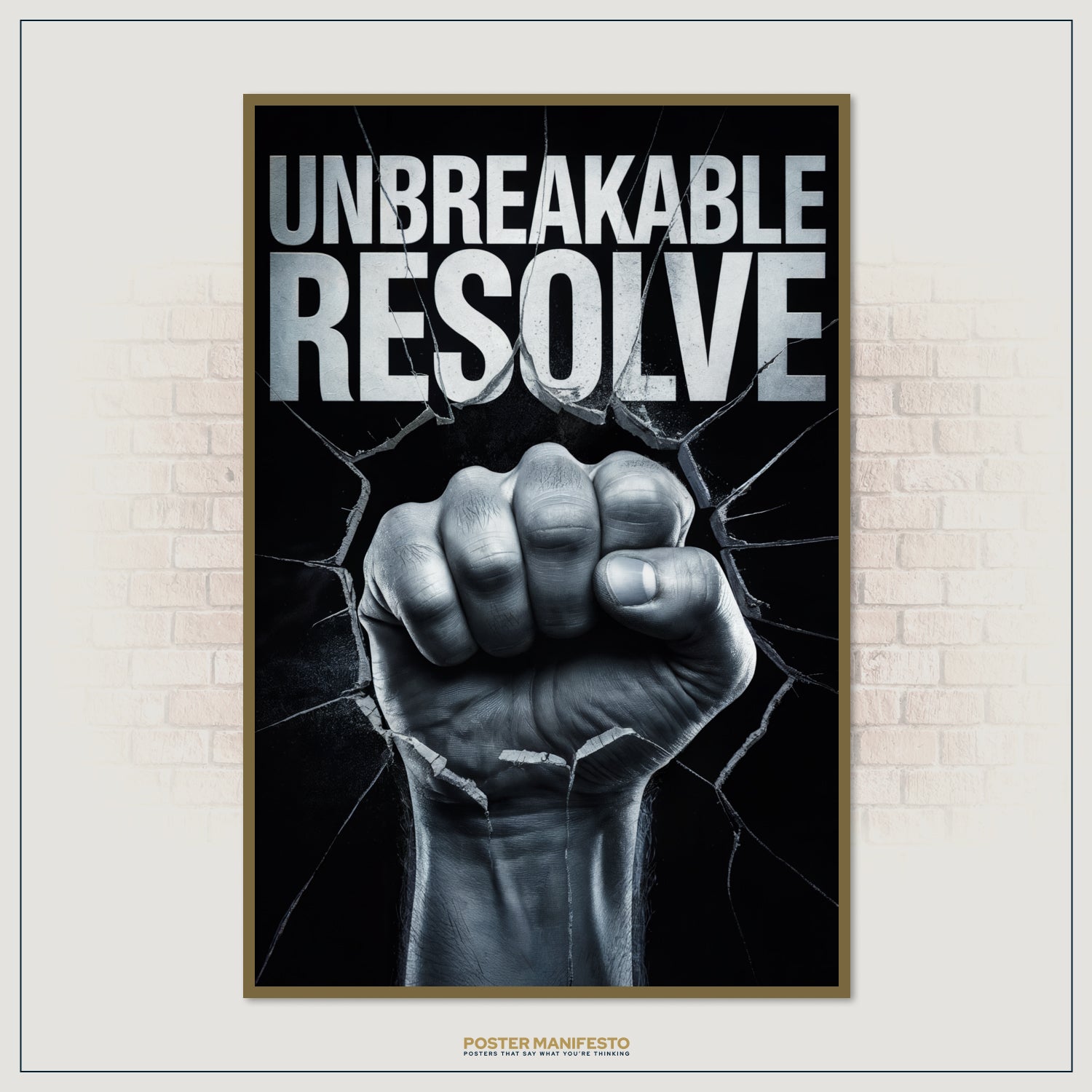 Office or gym decor showing determination with powerful fist design.