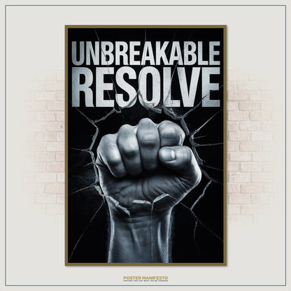 Office or gym decor showing determination with powerful fist design.