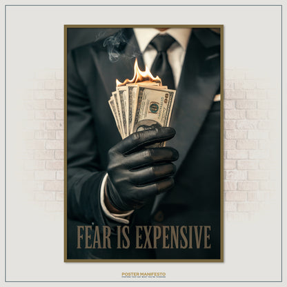 Fear Is Expensive motivational wall art for entrepreneurs.