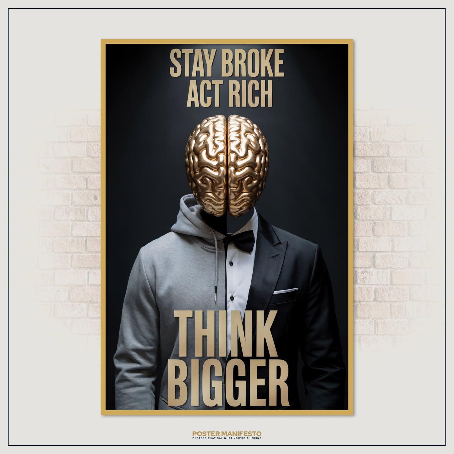 Entrepreneur wall art combining luxury and streetwear with bold motivational typography.