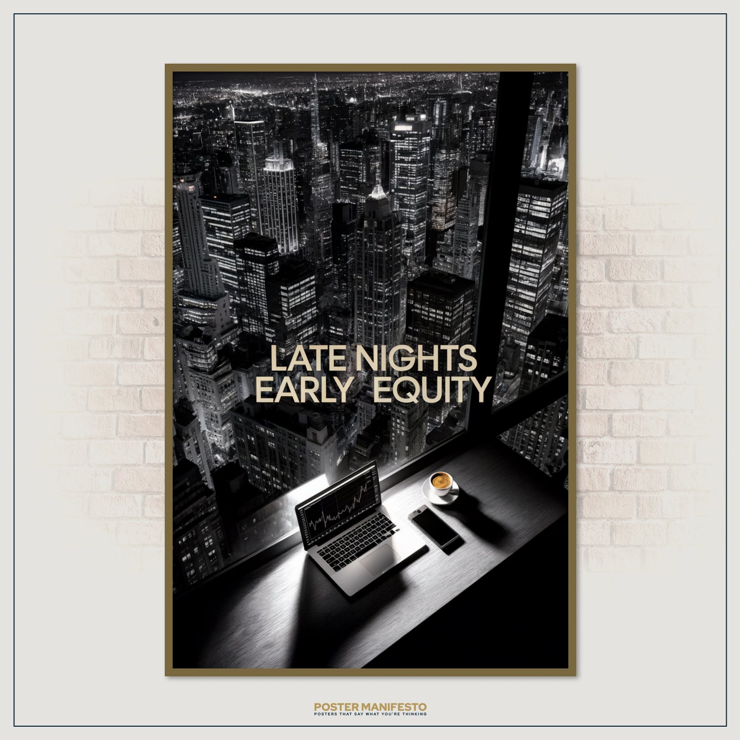 Startup founder poster featuring night hustle and business ambition.