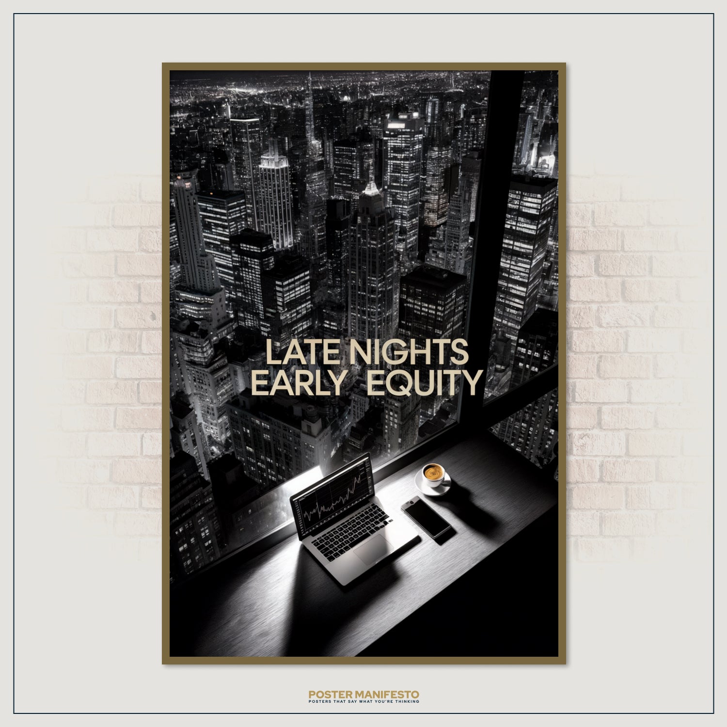 Startup founder poster featuring night hustle and business ambition.