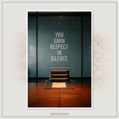 Stylish office wall decor featuring the words “Respect In Silence,” perfect for boardrooms, workspaces, and entrepreneur studios.