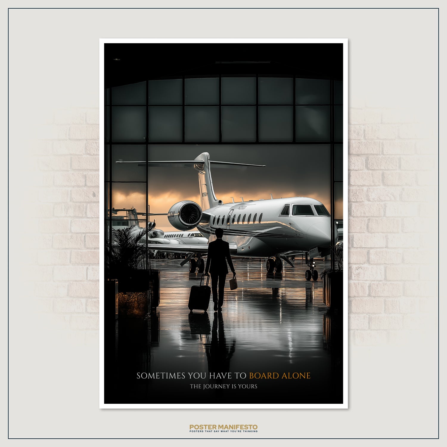 Business success wall art showing a private plane and the journey of ambition.