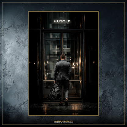 Modern office motivational wall art featuring luxury tones and a powerful message about hard work and ambition.