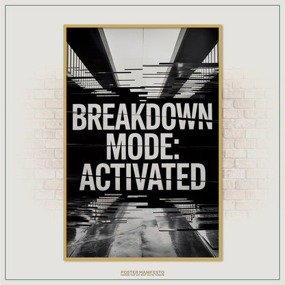 Black-and-white mental health statement art with glitch effects