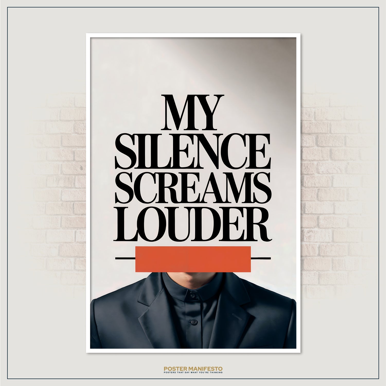 Emotional statement poster with black-and-white portrait and striking typography