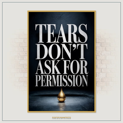 Dramatic wall art featuring bold statement text over textured black backdrop