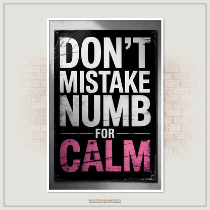 Distressed lettered motivational print on dark textured background