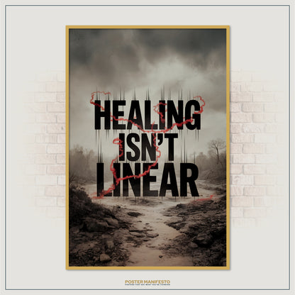 Inspirational mental health wall art depicting non-linear progress through design elements