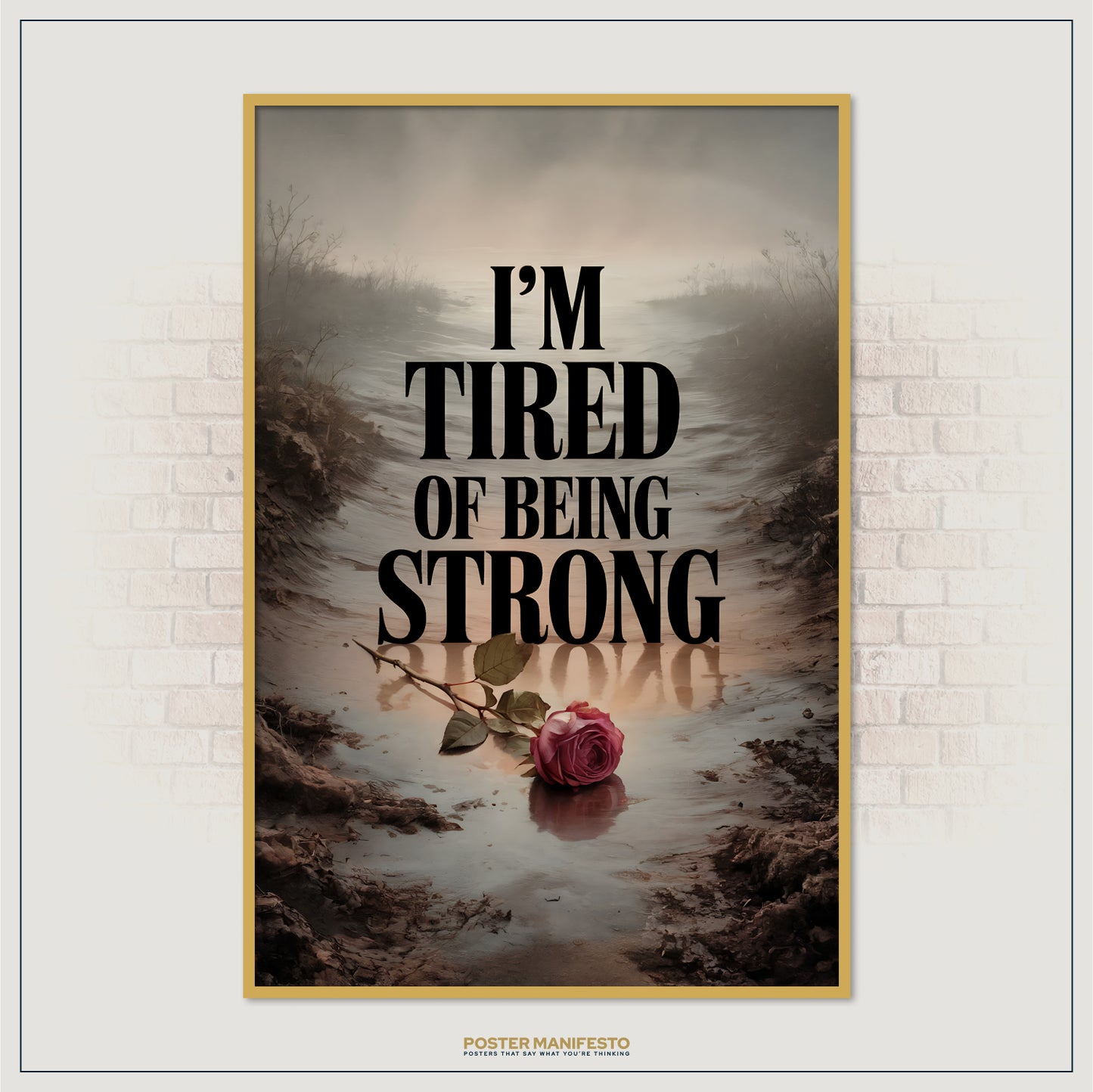 Vulnerability-themed wall art with cinematic background and emotional statement